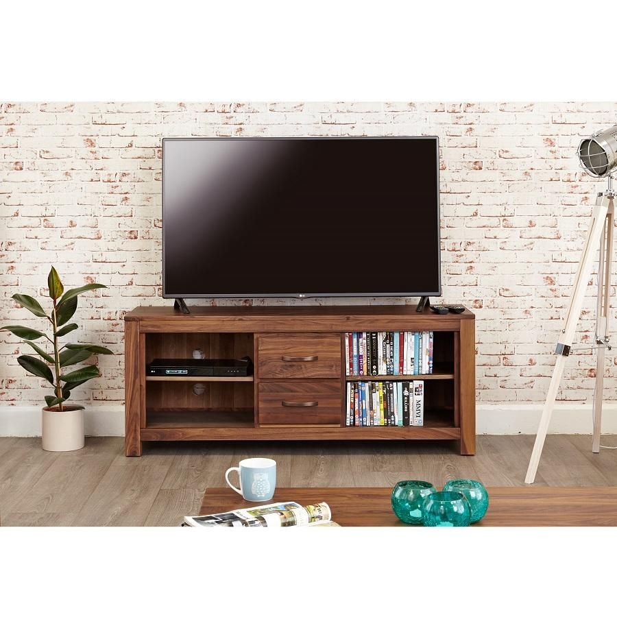 Modern Walnut Widescreen Television Cabinet In Contemporary Tv Cabinets (View 7 of 15)