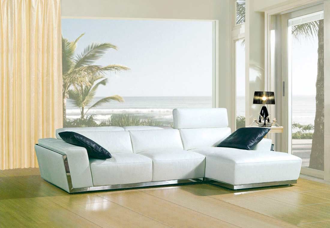 Modern White Bonded Leather Sofa Vg010c | Leather Sectionals Pertaining To Sectional Sofas In White (View 9 of 15)
