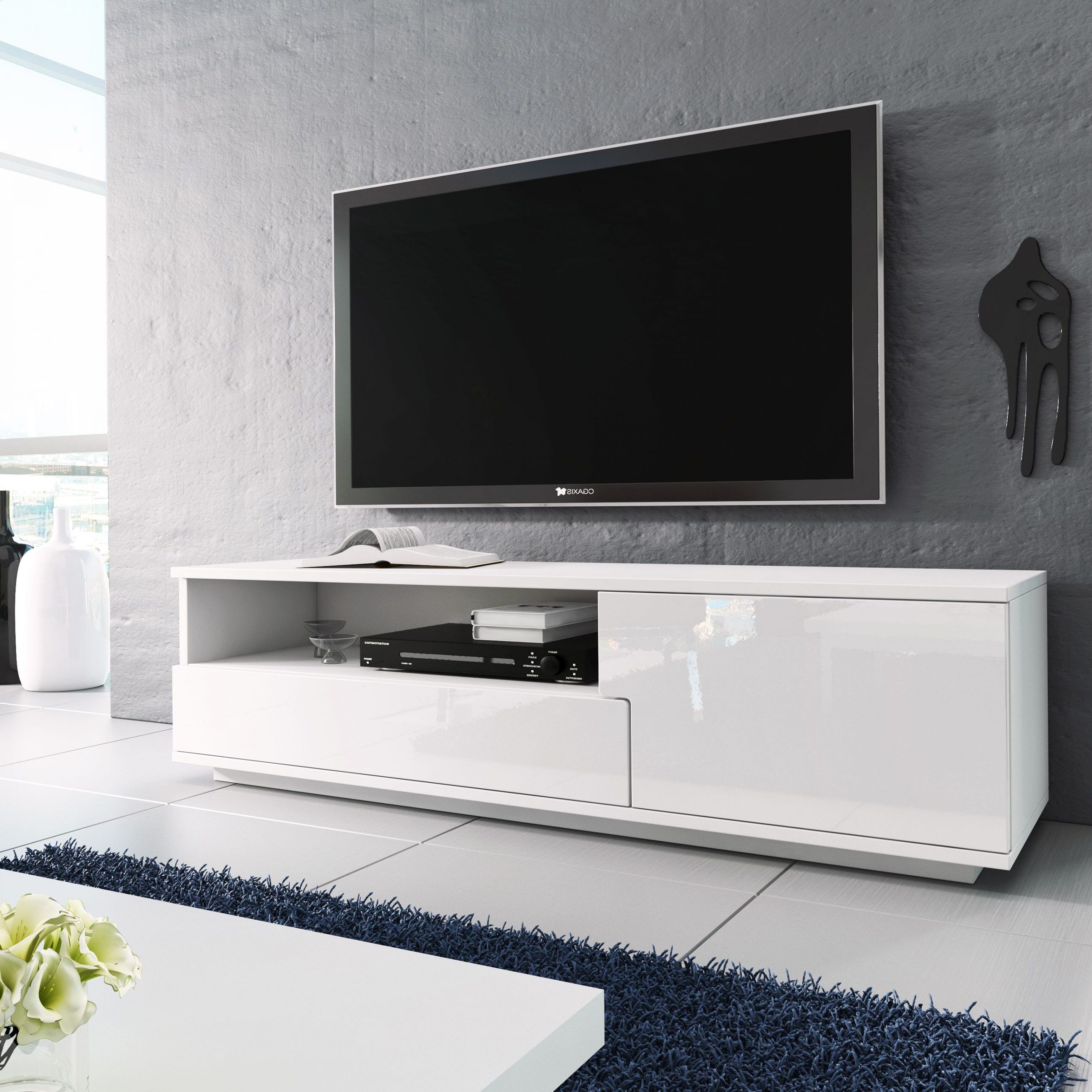 Modern White Gloss Tv Cabinet Stand Media Entertainment With Modern White Gloss Tv Stands (View 6 of 15)