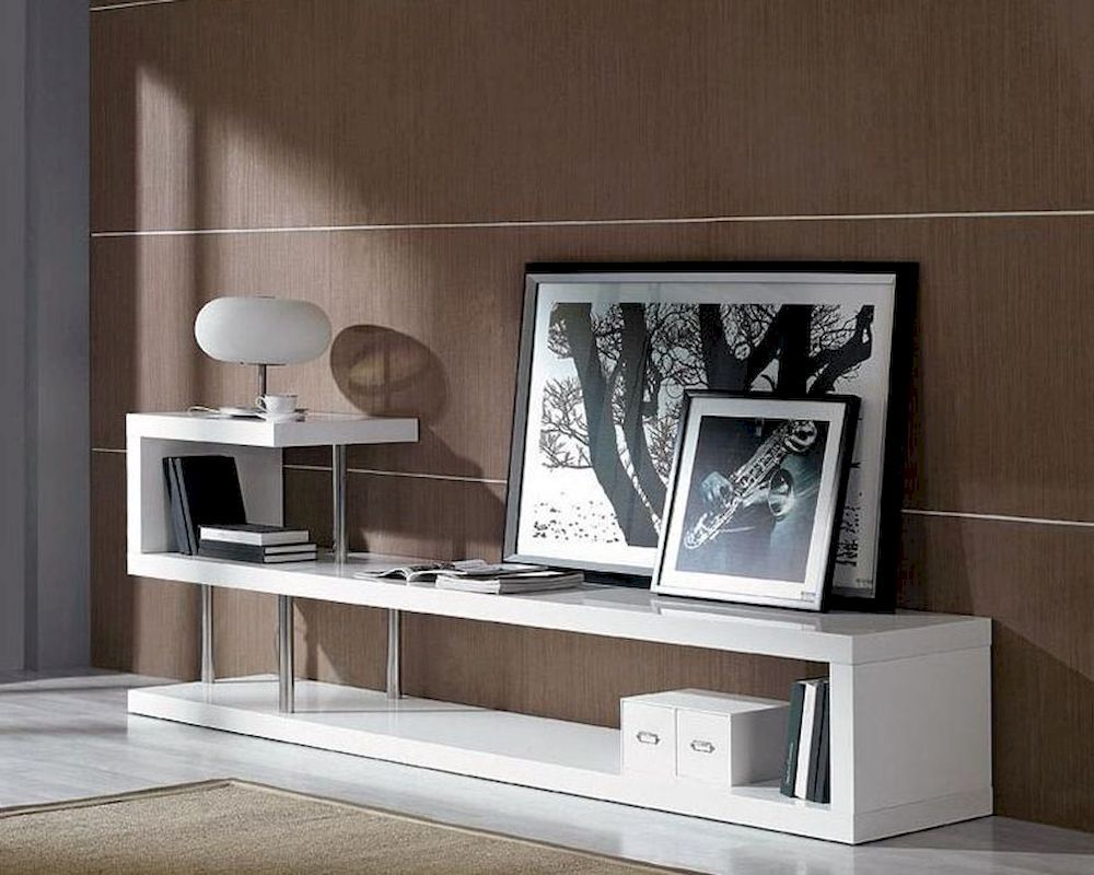 Modern White Lacquer Tv Stand 44entwin5 Intended For Stylish Tv Cabinets (View 8 of 15)