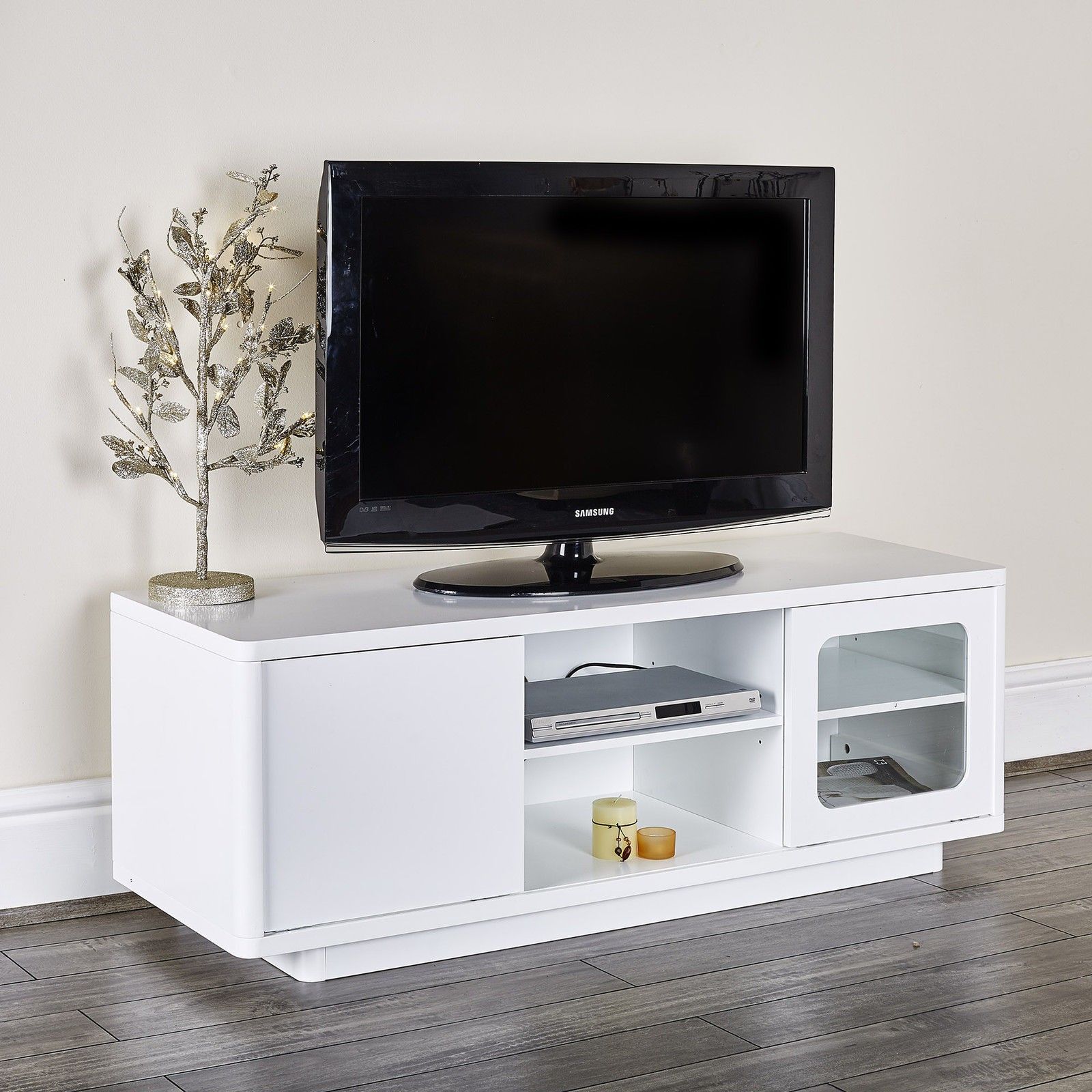 Modern White Tv Entertainment Unit Abreo Home Furniture Intended For White Tv Stand Modern (View 8 of 15)