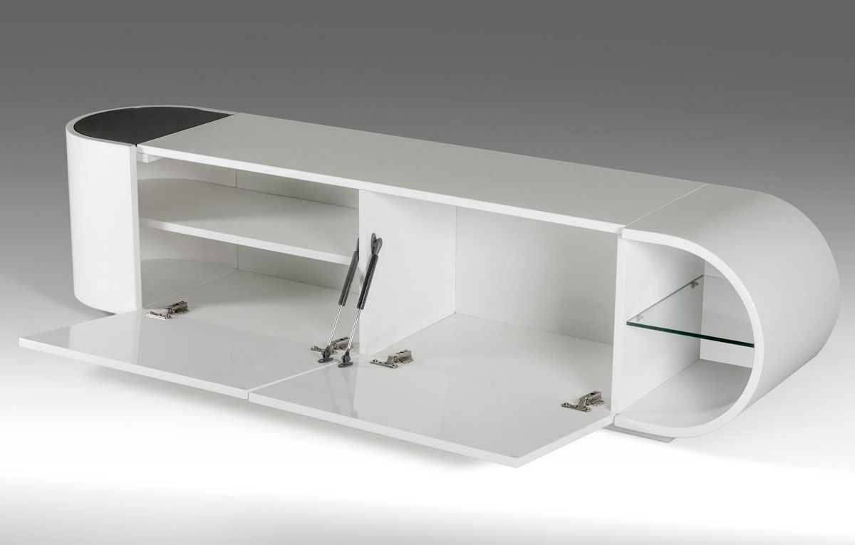 Modrest Nelly – Modern White Glossy Tv Stand – Tv & Media Within Round Tv Stands (Photo 5 of 15)