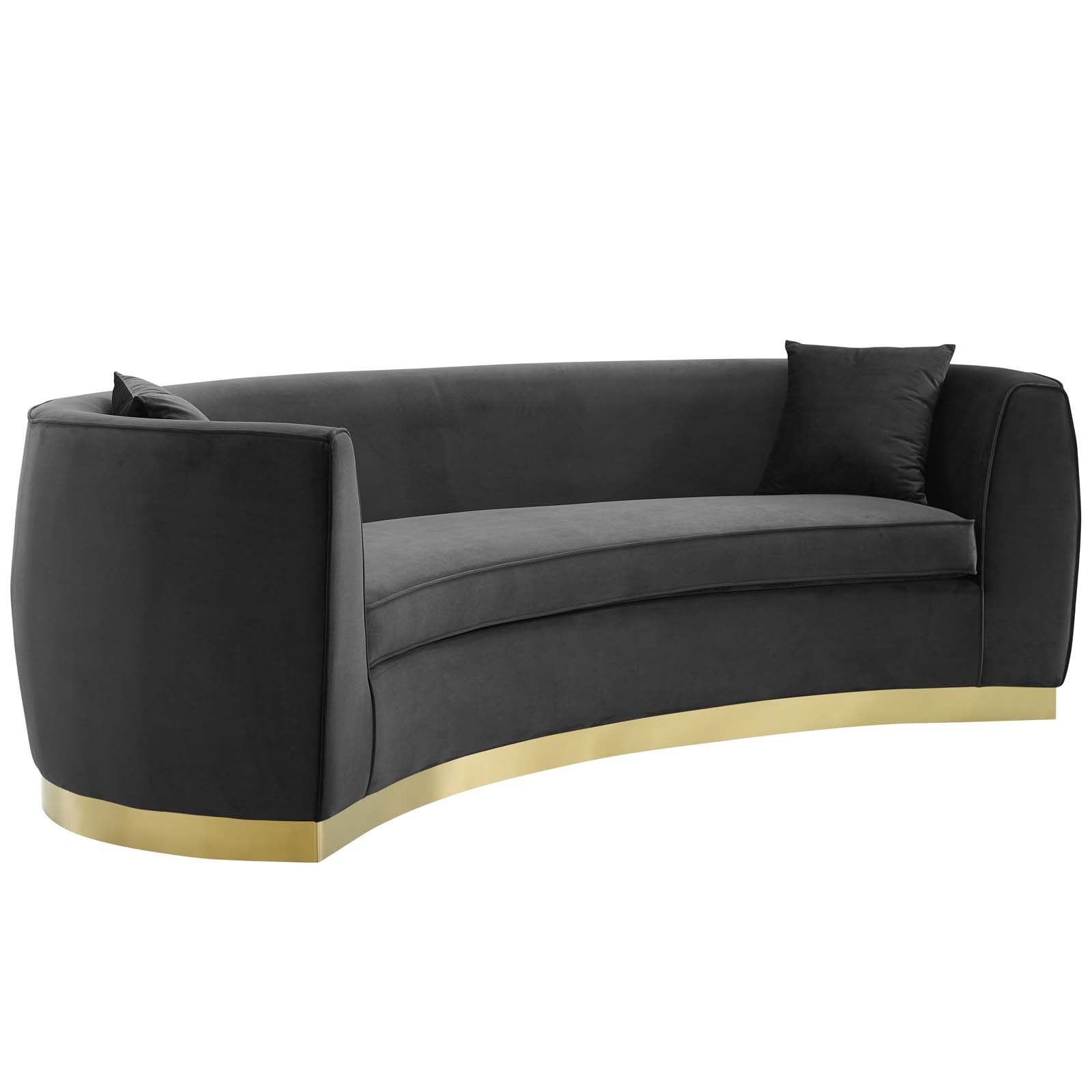 Modterior :: Living Room :: Sofas/couches :: Resolute With 4pc French Seamed Sectional Sofas Velvet Black (Photo 14 of 15)