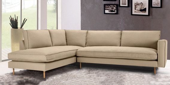 Modular Rhs Three Seater Sofa With Lounger In Beige Colour With Regard To Dream Navy 3 Piece Modular Sofas (View 11 of 15)