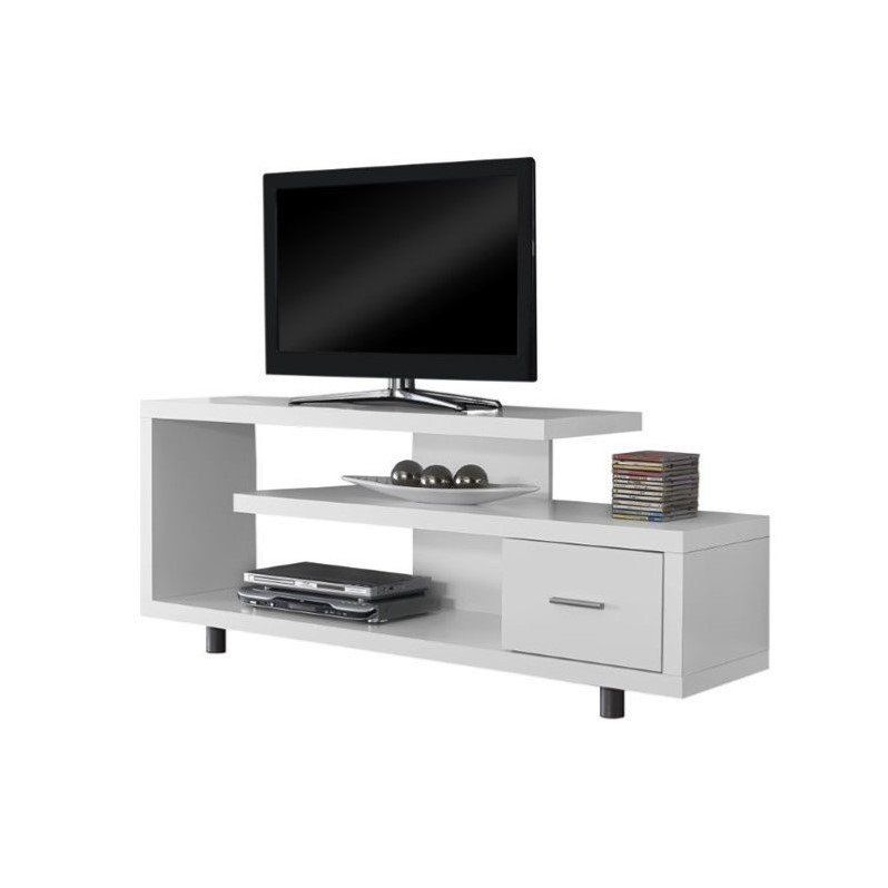 Monarch 60" Hollow Core Tv Stand In White – I 2573 In Long White Tv Cabinets (View 14 of 15)