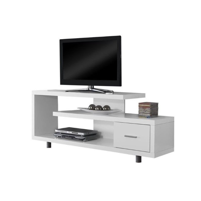 Monarch 60" Hollow Core Tv Stand In White – I 2573 Intended For Long White Tv Stands (View 12 of 15)