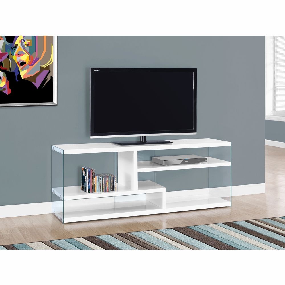 Monarch Specialties – Tv Stand 60l Glossy White With Intended For Tv With Stands (Photo 12 of 15)