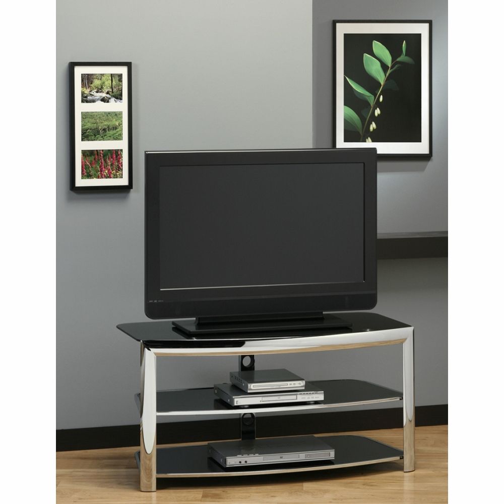Monarch Specialties – Tv Stand Chrome Metal Black Tempered Intended For Glass Tv Stands (View 14 of 15)
