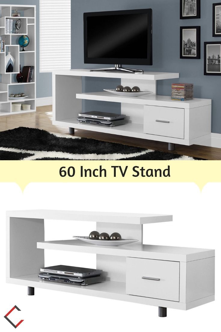 Monarch Specialties White Mdf 60 Inch Tv Stand | 60 Inch Pertaining To Long White Tv Stands (View 13 of 15)