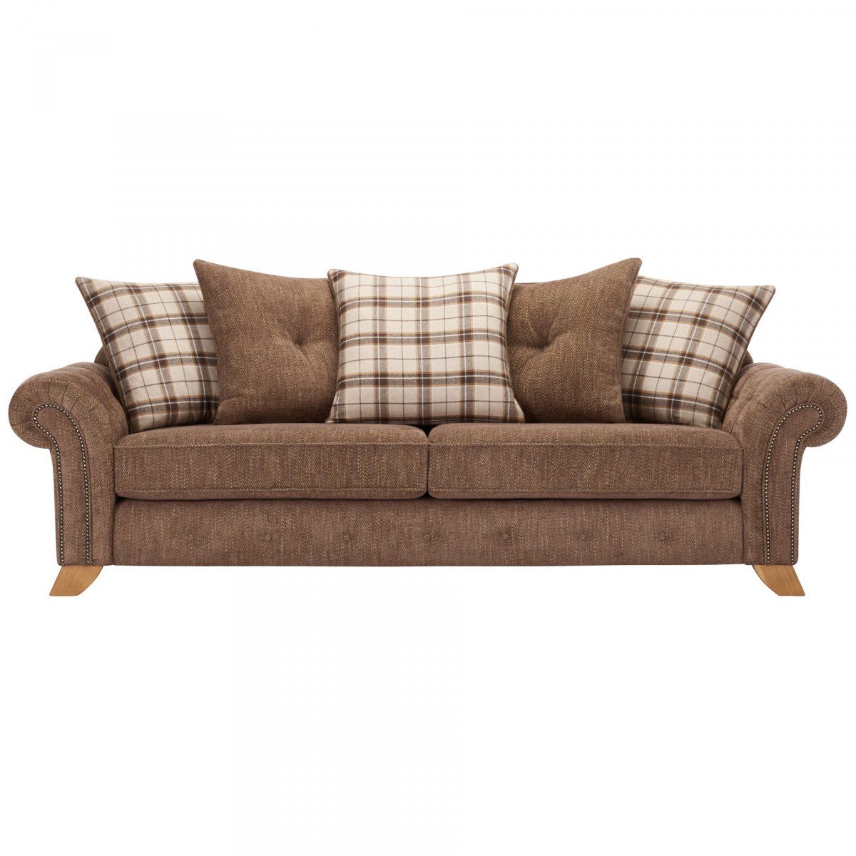 Montana 4 Seater Sofa With Pillow Back In Brown Fabric With Regard To Montana Sofas (View 8 of 15)