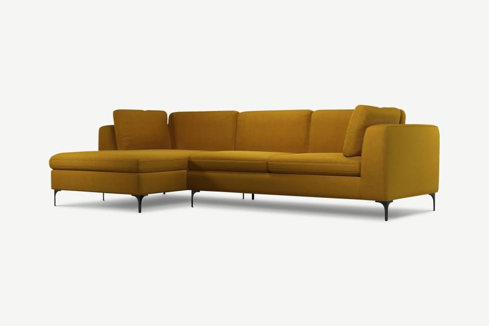 Monterosso Left Hand Facing Chaise End Sofa, Vintage Inside 4pc French Seamed Sectional Sofas Velvet Black (Photo 15 of 15)