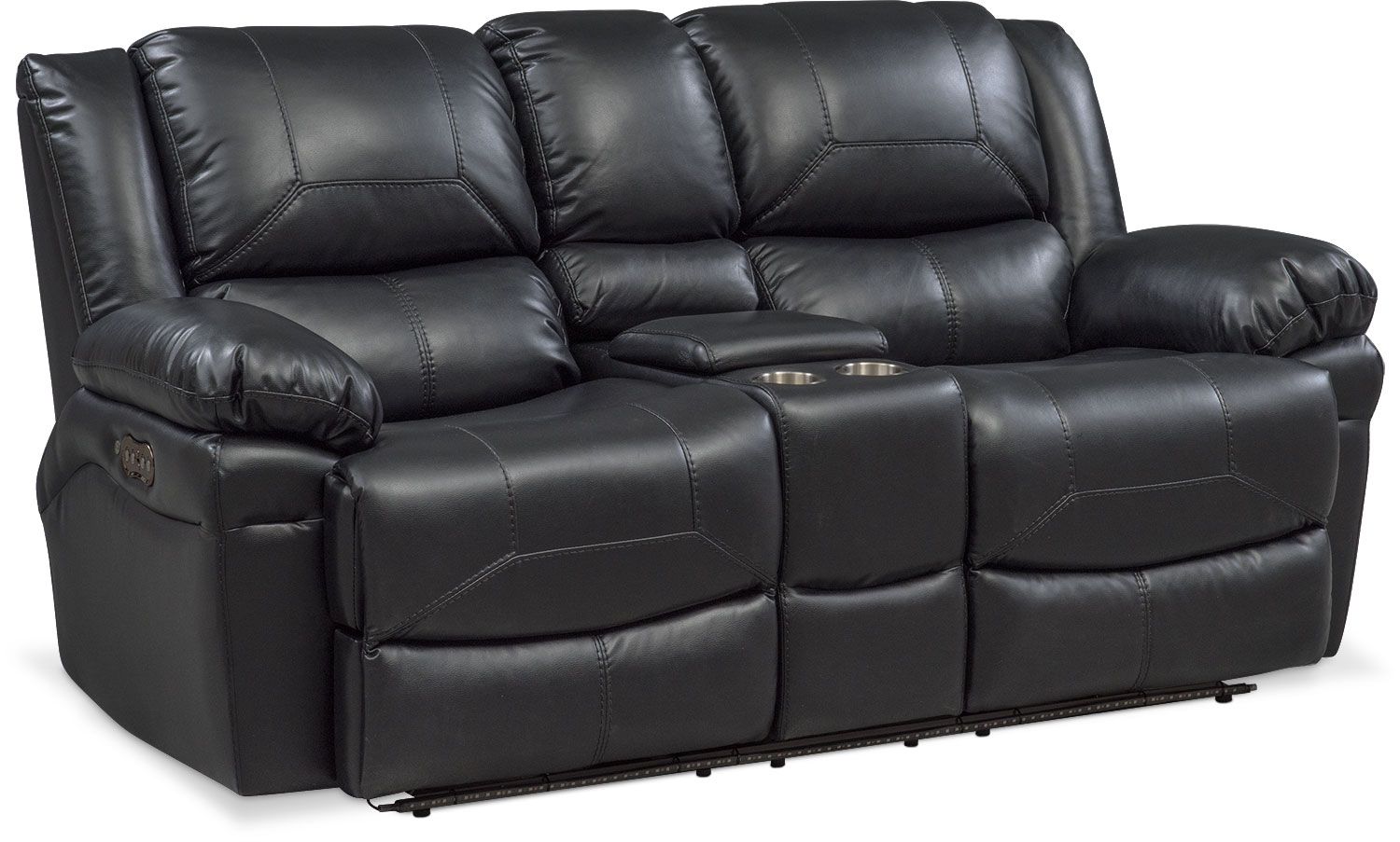 Monza Dual Power Reclining Loveseat With Console – Black Inside Lannister Dual Power Reclining Sofas (Photo 1 of 12)