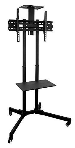 Mount It! Mi 876 Tv Cart Mobile Tv Stand Wheeled Height Within Easyfashion Adjustable Rolling Tv Stands For Flat Panel Tvs (View 11 of 15)