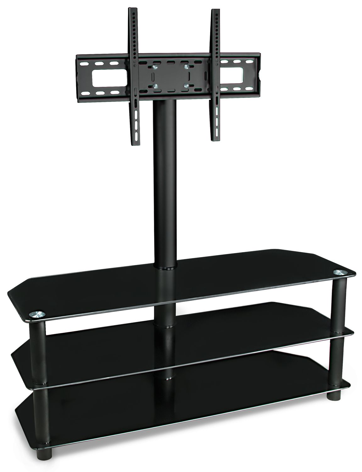 Mount It! Tv Stand With Mount And Glass Shelving | Living Inside Rfiver Black Tabletop Tv Stands Glass Base (View 9 of 15)