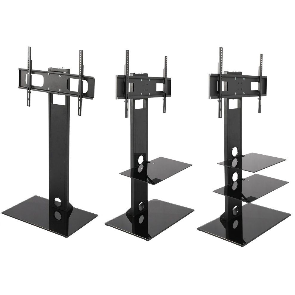 Mountright Black Tv Stand With Swivel Bracket On Onbuy With Bracketed Tv Stands (View 9 of 15)
