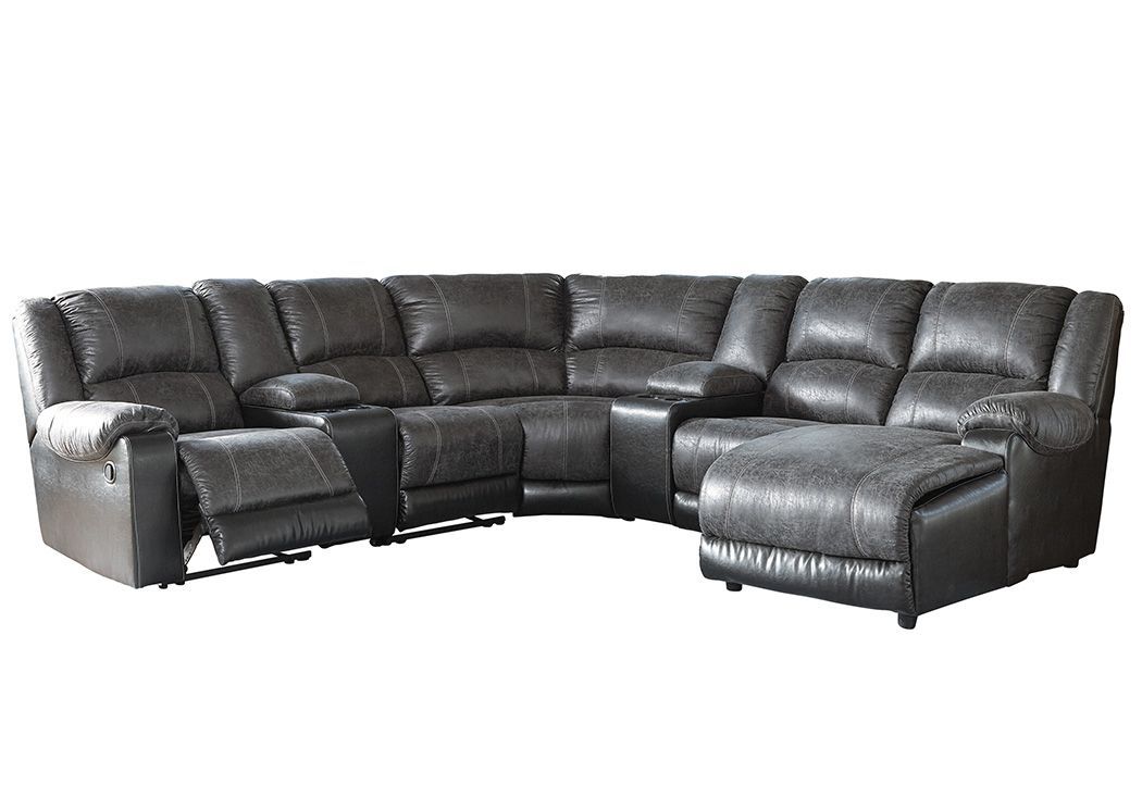 Nantahala Slate Right Facing Corner Chaise Sectional W/2 Pertaining To Copenhagen Reclining Sectional Sofas With Right Storage Chaise (View 14 of 15)
