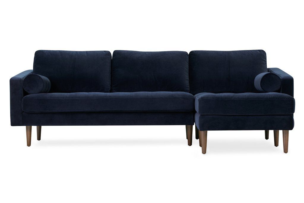 Napa Velvet Right Facing Sectional Sofa | Sectional Sofa Within Somerset Velvet Mid Century Modern Right Sectional Sofas (View 6 of 15)