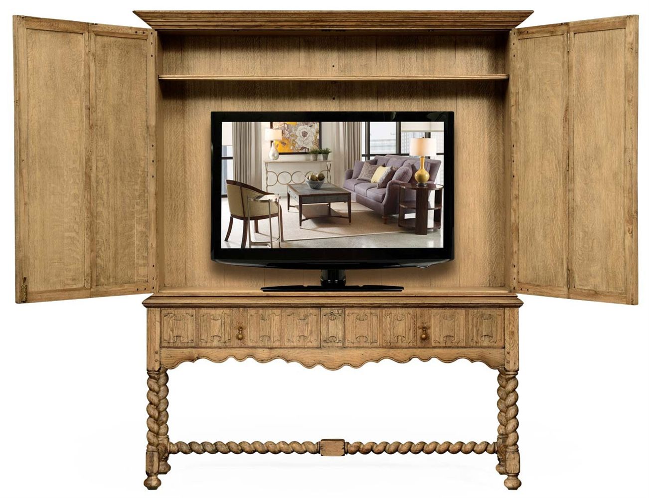 Natural Oak Tv Cabinet Intended For Oak Tv Cabinet With Doors (View 6 of 15)