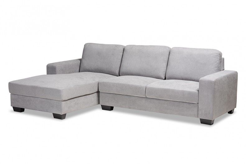 Nevin Modern And Contemporary Light Grey Fabric Within 2pc Crowningshield Contemporary Chaise Sofas Light Gray (View 9 of 15)