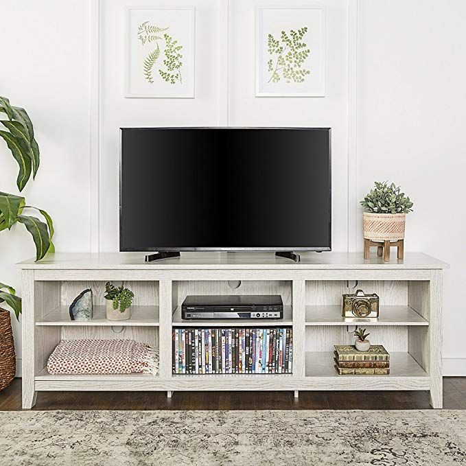 New 70 Inch Wide Television Stand In White Wash Finish With Regard To Woven Paths Open Storage Tv Stands With Multiple Finishes (Photo 4 of 15)