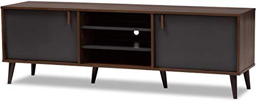 New Baxton Studio 148 8669 Amz Salubelle Tv Stand, Walnut Intended For Winsome Wood Zena Corner Tv &amp; Media Stands In Espresso Finish (View 2 of 15)