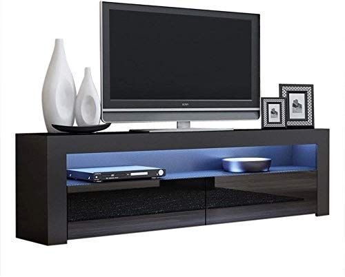 New Tv Console Milano Classic Black – Tv Stand Up To 70 Intended For Milano White Tv Stands With Led Lights (Photo 11 of 15)