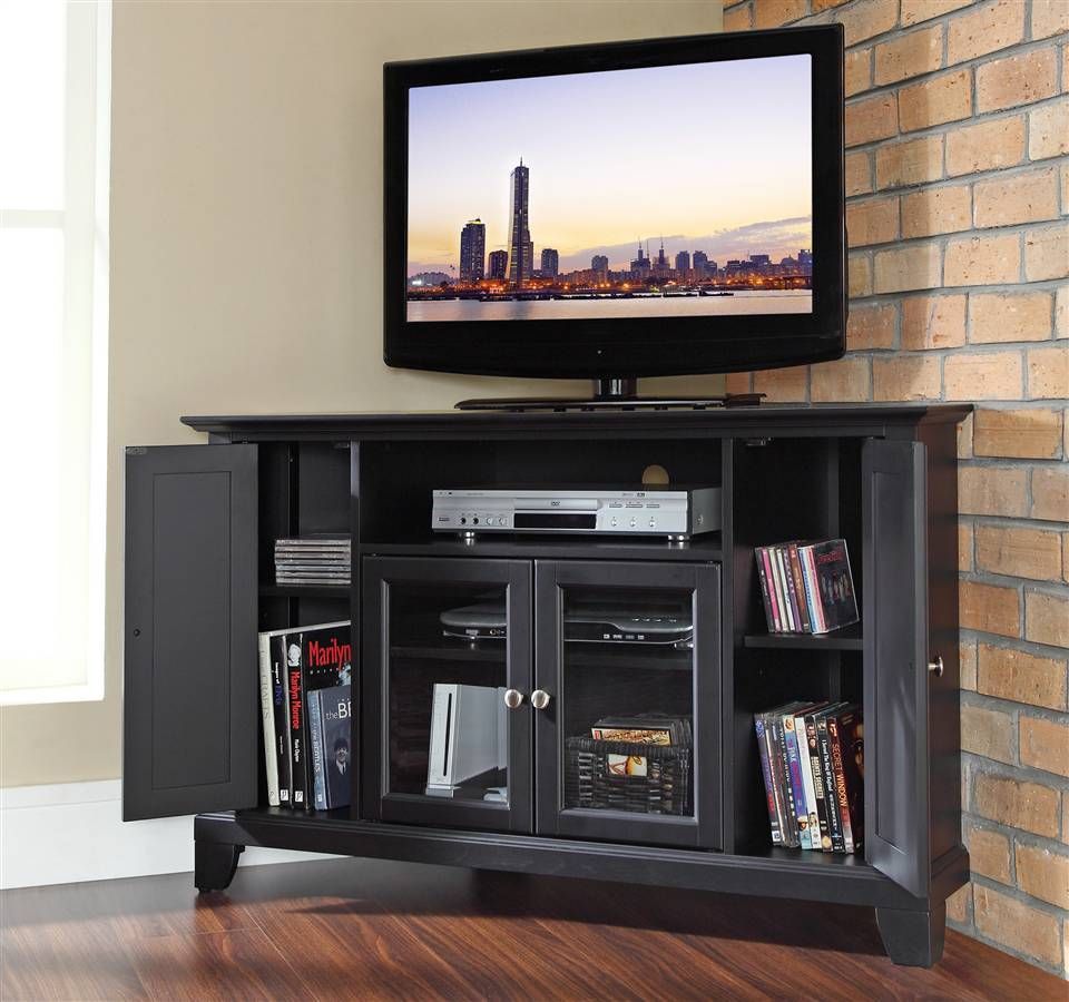 Newport 48 In. Wood Corner Tv Stand | Wood Corner Tv Stand Pertaining To Tiva Oak Ladder Tv Stands (Photo 7 of 15)