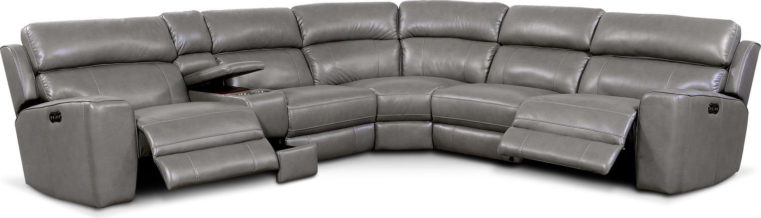 Newport 6 Piece Power Reclining Sectional With 2 Reclining With Forte Gray Power Reclining Sofas (View 5 of 15)