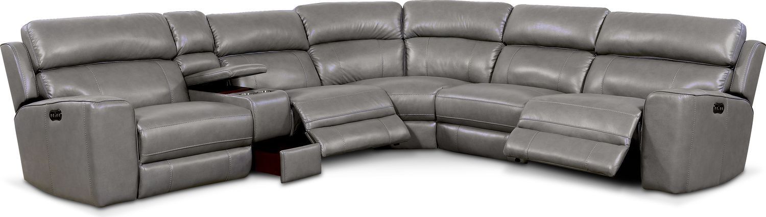 Newport 6 Piece Power Reclining Sectional With 3 Reclining Throughout Forte Gray Power Reclining Sofas (View 8 of 15)