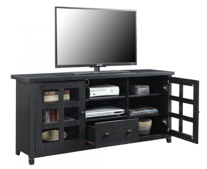 Newport Park Lane Tv Stand In Black Finish – Convenience Throughout Convenience Concepts Newport Marbella 60" Tv Stands (View 3 of 15)