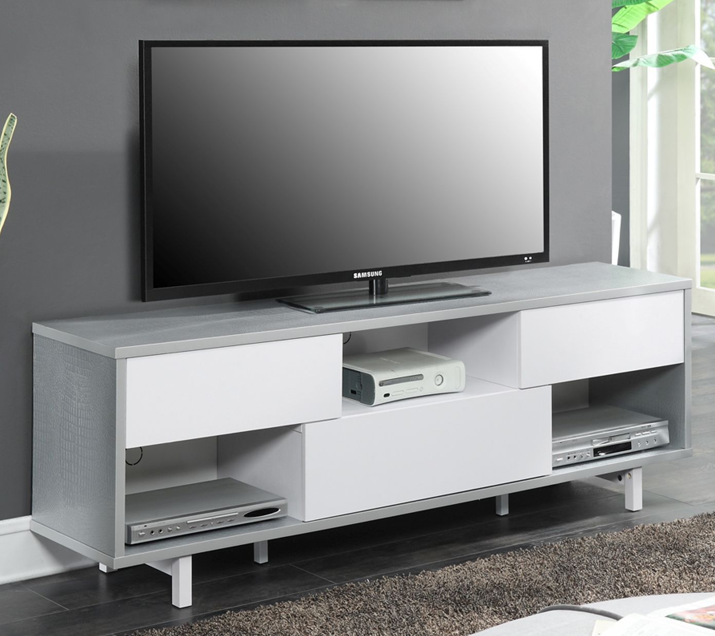 Newport Ventura 60" Tv Stand In Weathered Gray/white /w Intended For Convenience Concepts Newport Marbella 60&quot; Tv Stands (View 8 of 15)