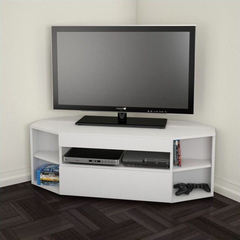 Nexera 226103 Blvd Corner Tv Stand 48 Inch White – 226103 Intended For White Tv Stands (Photo 9 of 15)