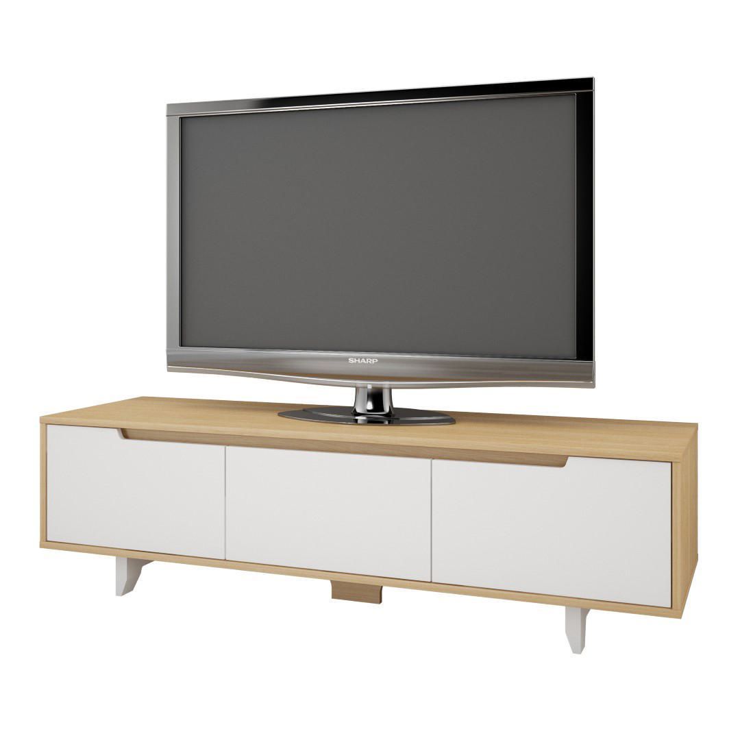 Nexera Nordik 60 Inch Tv Stand, White And Natural Maple Intended For Nexera Tv Stands (View 5 of 15)