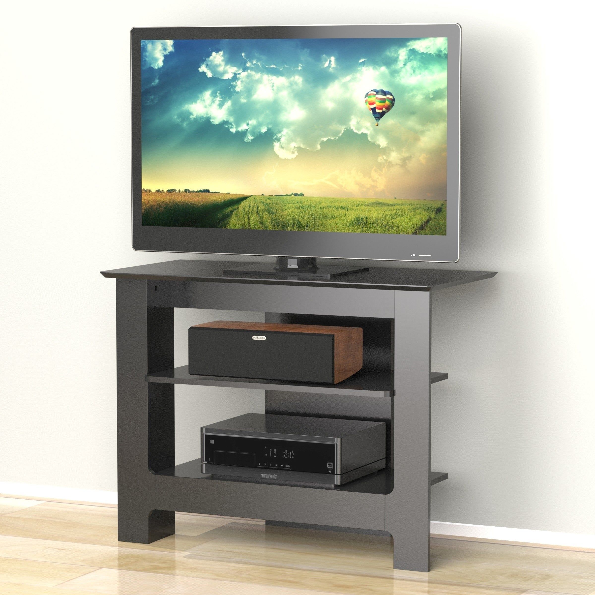 Nexera Pinnacle 31 Inch Tall Boy Tv Stand, Black Black | Ebay Within Orsen Wide Tv Stands (View 6 of 15)