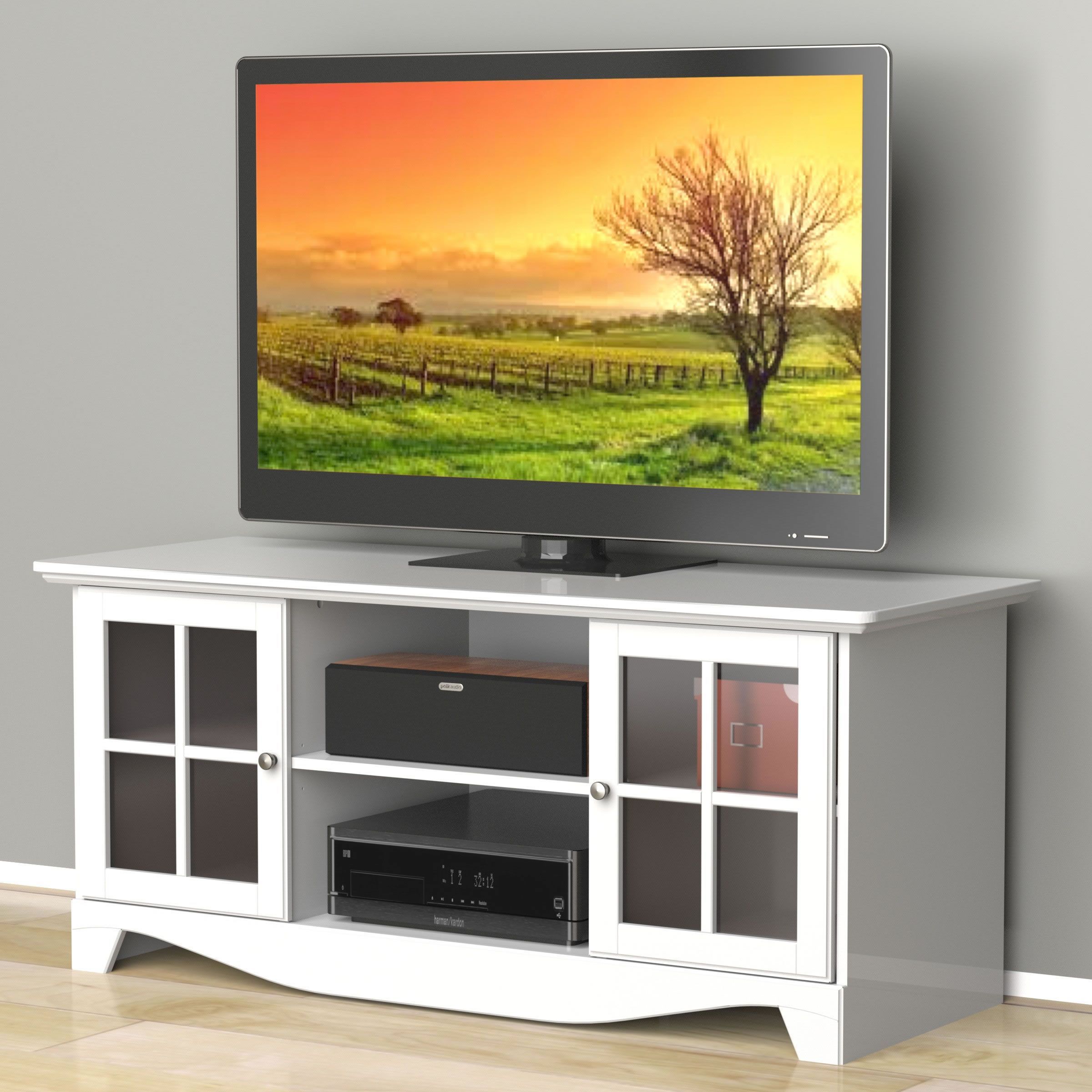 Nexera Pinnacle 56 Inch Tv Stand (white) – Nx 101203 With White Tv Cabinets (View 3 of 15)