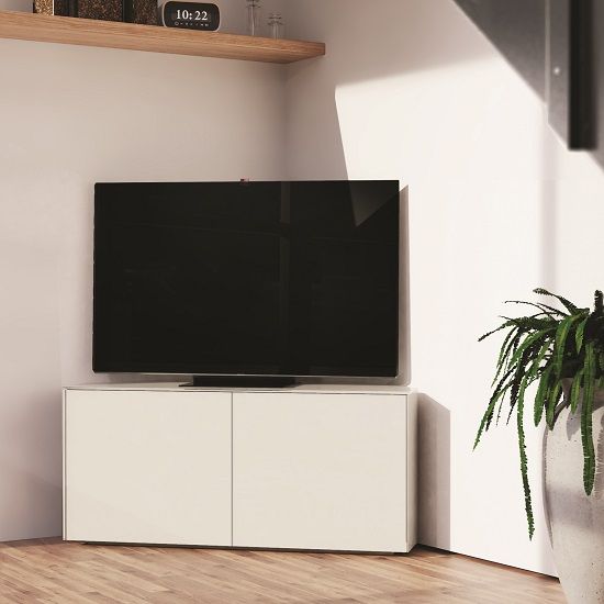 Nexus Corner Tv Stand In White Gloss With Wireless Regarding White Gloss Corner Tv Stand (Photo 4 of 15)