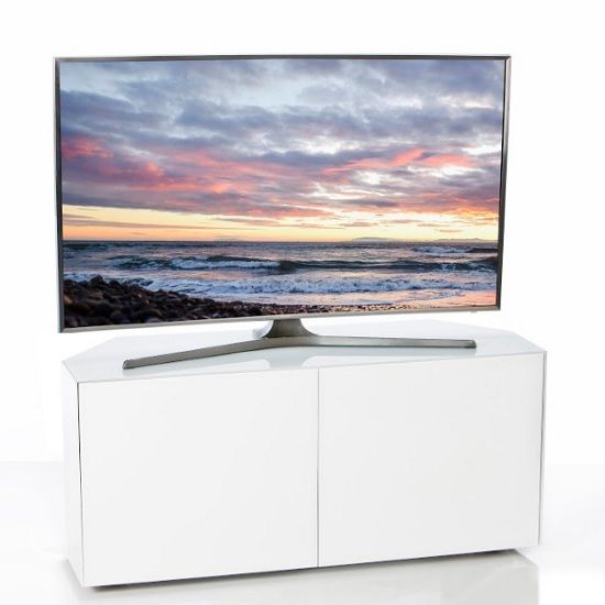 Nexus Corner Tv Stand In White Gloss With Wireless With Regard To White Gloss Corner Tv Stand (View 11 of 15)
