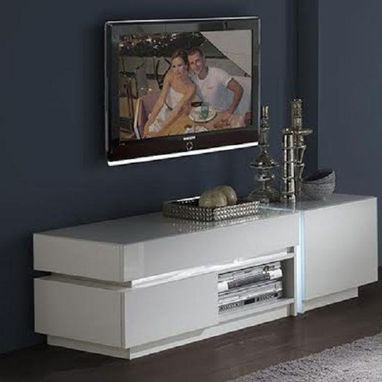 Nicoli Lcd Tv Stand In White High Gloss With 2 Drawer | Tv In 47" Tv Stands High Gloss Tv Cabinet With 2 Drawers (View 11 of 15)