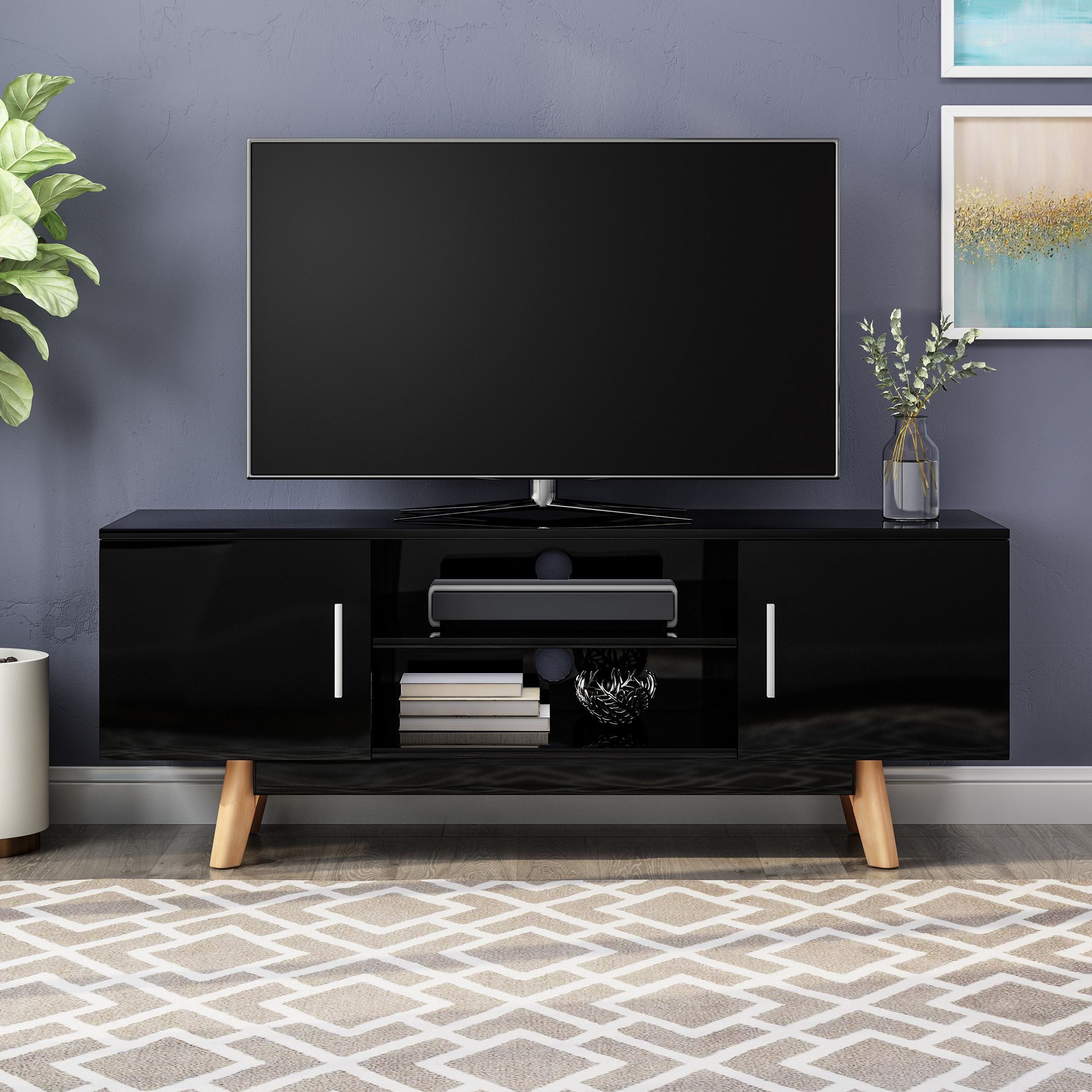 Noble House Quinton Modern Faux Wood Tv Stand For Tvs Up With Regard To All Modern Tv Stands (View 4 of 15)