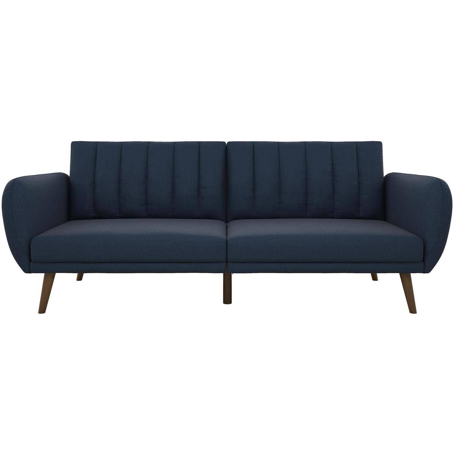 Novogratz Brittany Linen Futon Couch, Multiple Colors Intended For Brittany Sectional Futon Sofas (Photo 5 of 15)
