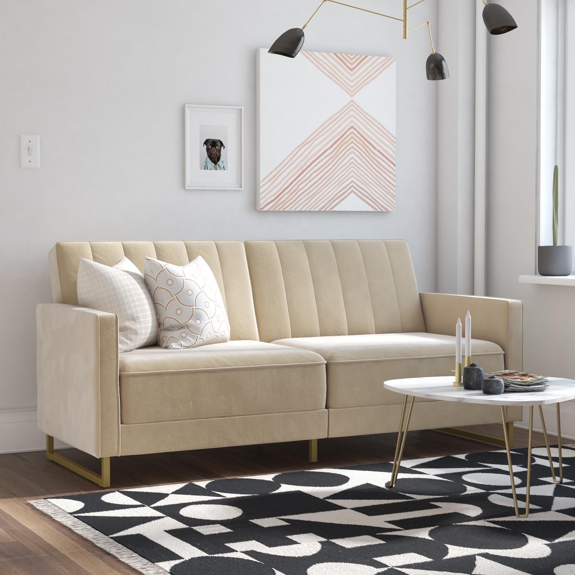 Novogratz Skylar Coil Futon, Modern Sofa Bed And Couch Throughout Debbie Coil Sectional Futon Sofas (View 10 of 15)