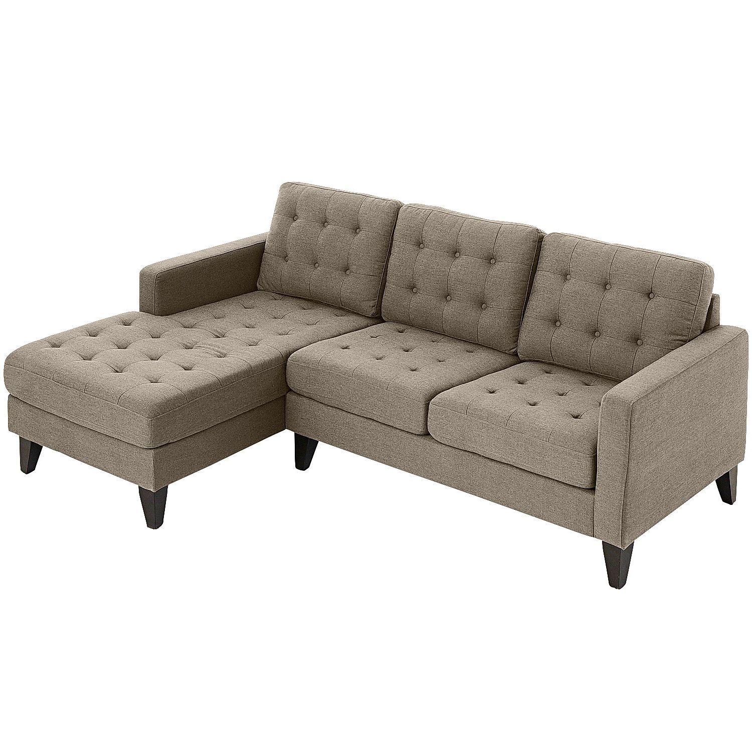 Nyle Putty 2 Piece Left Arm Chaise Sectional | Living Room In Element Right Side Chaise Sectional Sofas In Dark Gray Linen And Walnut Legs (View 9 of 15)