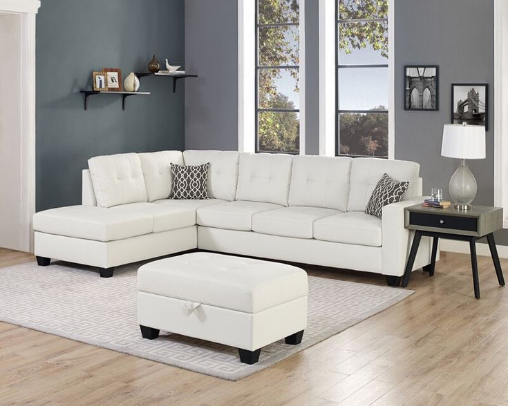 Oah D6210 3 Pc Red Barrel Studio Qdees White Faux Leather Regarding 3pc Miles Leather Sectional Sofas With Chaise (Photo 2 of 15)