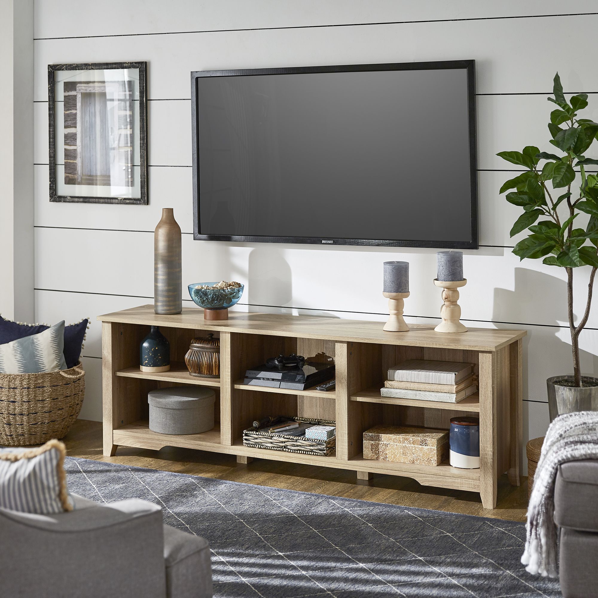 Oak Finish 70 Inch Tv Stand – Inspire Q Home Regarding Kinsella Tv Stands For Tvs Up To 70&quot; (View 10 of 15)