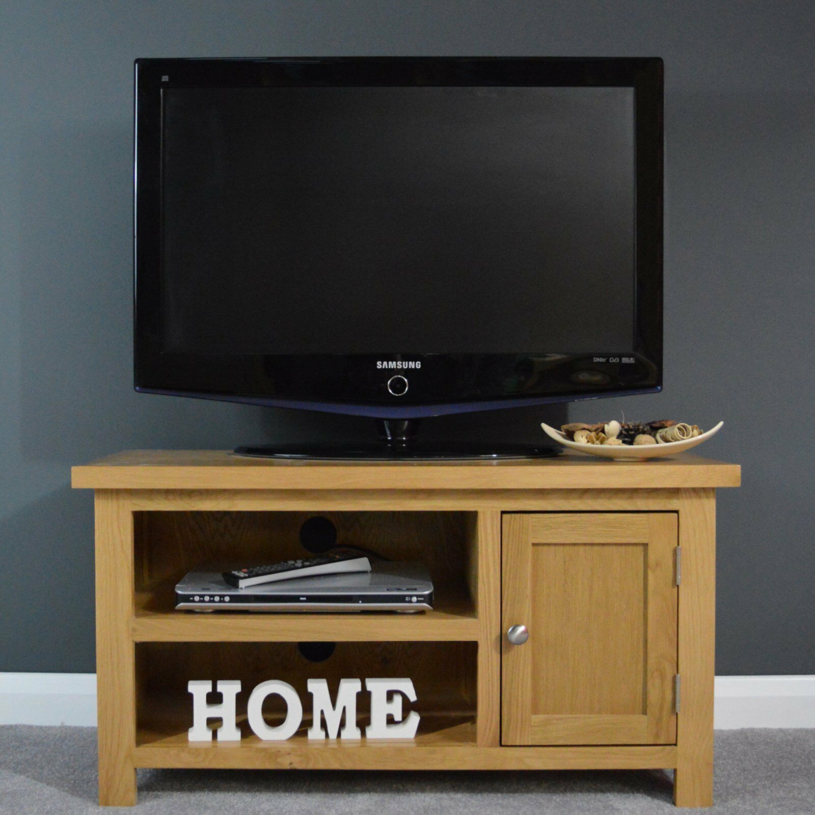 Oak Small Tv Unit Plasma / Media Cabinet / Solid Wood Tv Inside Dillon Oak Extra Wide Tv Stands (View 3 of 15)