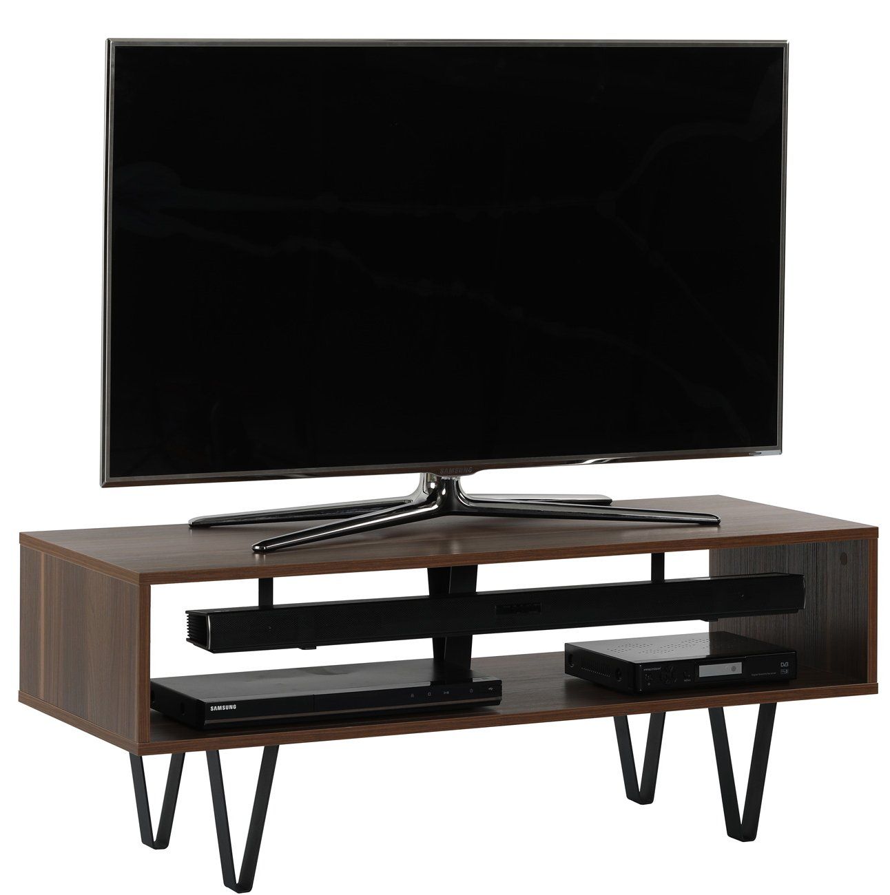 Off The Wall Chevron 1100 Walnut Tv Stand For Tvs Up To 50" Pertaining To Off Wall Tv Stands (View 14 of 15)