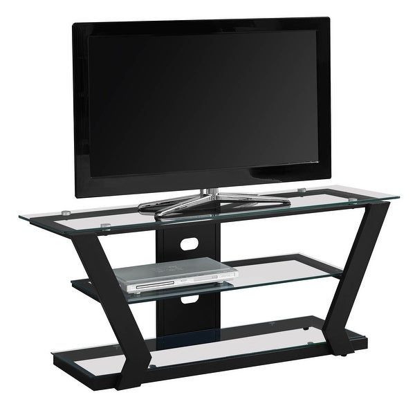 Offex Contemporary Tv Stand – 48"l – Black Metal With With Regard To Vasari Corner Flat Panel Tv Stands For Tvs Up To 48&quot; Black (View 13 of 15)