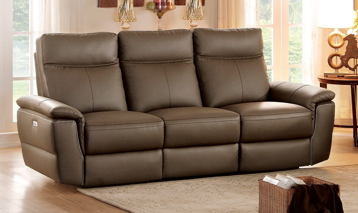 Olympia Top Grain Raisin Leather Power Double Reclining Within Dual Power Reclining Sofas (View 2 of 12)