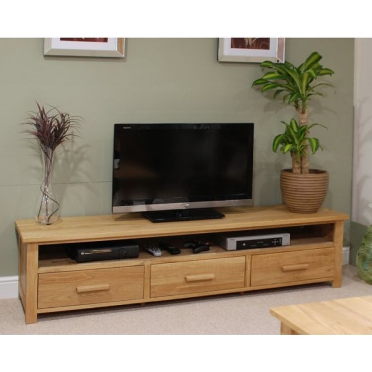 Opus Oak Furniture Wide Plasma Tv Unit With Wide Oak Tv Unit (Photo 4 of 14)