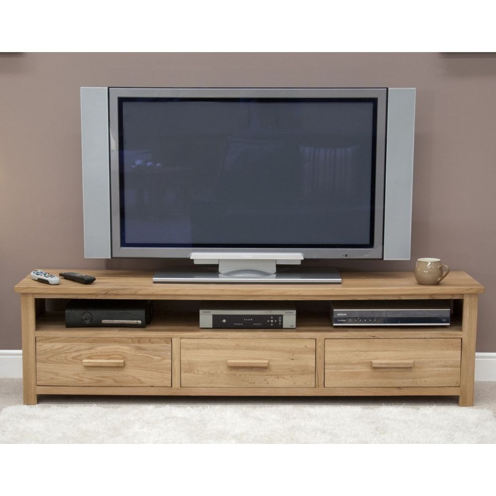 Opus Solid Oak Furniture Large Widescreen Television Cabinet For Oak Widescreen Tv Unit (View 6 of 15)